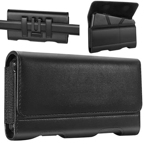 Mopaclle Phone Holster for Galaxy S23 Ultra S24 Ultra Note 20 Ultra 5G Note 10 Plus, A04 A03 A24 4G A54 A51 A71 A23 A12 A32 Leather Cell Phone Belt Clip Holster Carrying Pouch w Card Holder,Black