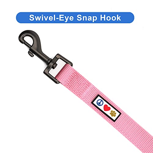 Pawtitas Personalized Dog Leash Embroidered Customize Leash with your Pet Name & Phone Number Leash Puppy Leash 6 ft long dog leash puppy Medium Leash Large Leash Leash Light Pink Custom Engraved Name