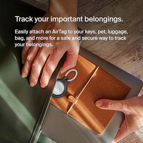 Belkin Apple AirTag Secure Holder with Key Ring - Durable, Scratch-Resistant Case with Open Face & Raised Edges - Protective AirTag Keychain Accessory for Keys, Pets, Luggage, & More - Black