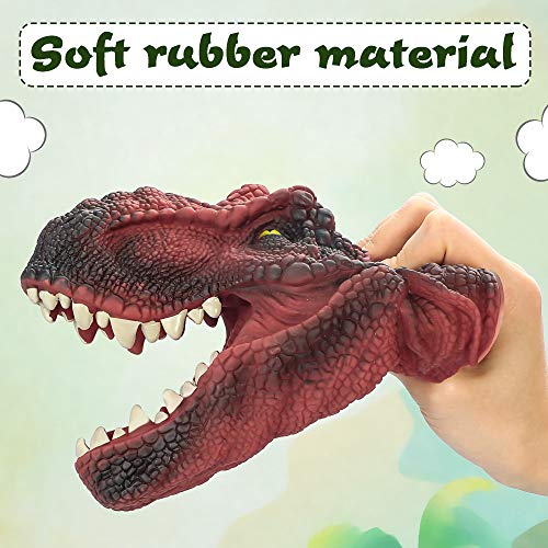 COGO MAN Dinosaur Hand Puppet, Red T Rex Toys Dinosaur Puppet Rubber | Realistic Tyrannosaurus Rex Head | Lifelike Hand Puppet Toys | Halloween Decorations Toys Gifts for Kids and Adults