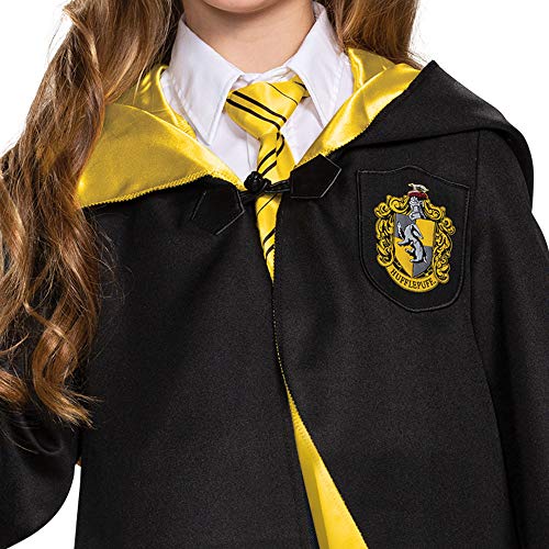 Disguise Harry Potter Hufflepuff Robe Deluxe Children's Costume Accessory, Black & Yellow, Kids Size Large (10-12)