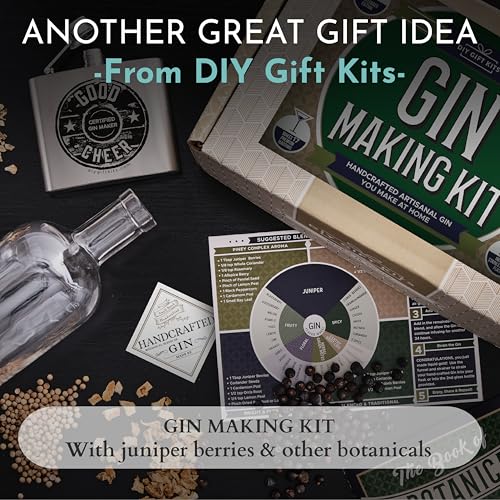 DIY Gift Kits Real Gin Making Kit | 6 Botanicals & Spices, Stainless Steel Flask, Funnel & More | Handcrafted Artisanal Gin | Mixology Set For Bartender & Adults | Gift for Men & Women