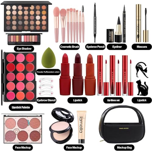 MISS ROSE M All In One Full Makeup Kit,Multipurpose Women's Makeup Sets,Beginners and Professionals Alike,Easy to Carry (Black)