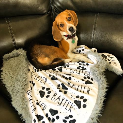 Personalized Paw Print Dog Blanket With Pets Name