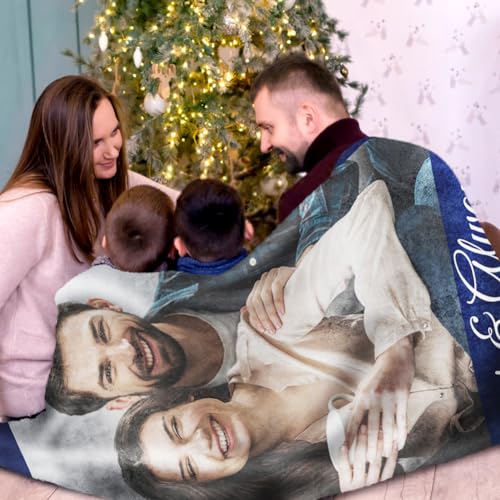 Custom Sherpa Fleece Blanket with Photos Text Soft Warm Fuzzy Custom Blanket Personalized Couples Gifts for Boyfriend Girlfriend Customized Picture Blanket Gifts for Birthday Anniversary Christmas