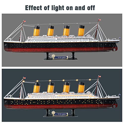 CubicFun 3D Puzzles for Adults - LED Titanic 35'' Large Ship - New Home Desk Decor - House Warming, Wedding, Anniversary, Valentines Day Teacher Gifts for Him Her