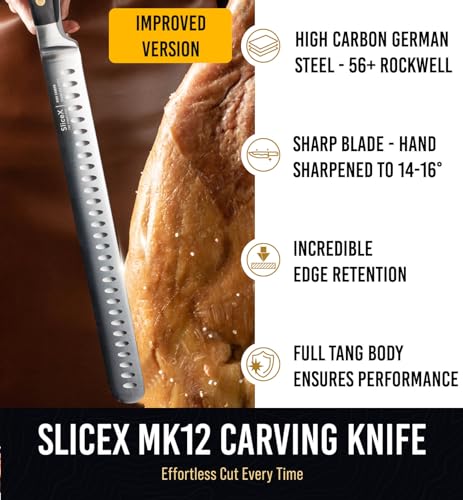 Classic Brisket Slicing Knife Set - German Steel Razor Sharp 12" Carving Knife for Meat - Premium Meat Carving Knife Full Tang - Slicing Knife for Meat