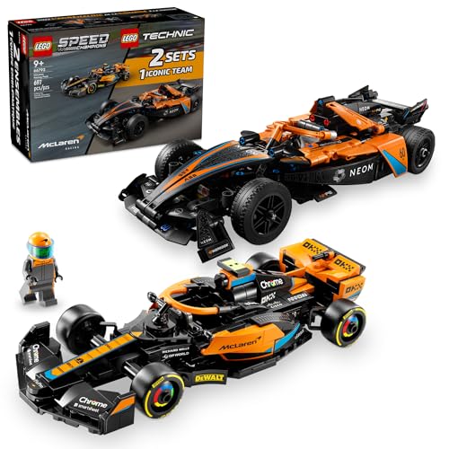 LEGO Technic & Speed Champions McLaren Racing Pack, Includes 2 McLaren Race Car Models in 1 Box, Formula E and Formula 1, Makes an Exciting Gift for Racing Fans Ages 9 and Up, 66792