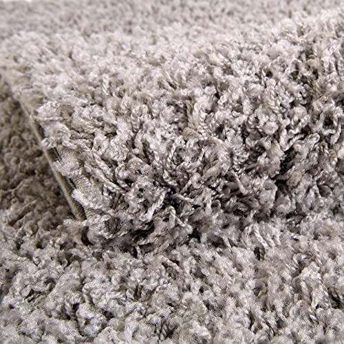 Rugs.com - Über Cozy Solid Shag Collection Rug – 5' x 8' Cloud Gray Shag Rug Perfect for Bedrooms, Dining Rooms, Living Rooms