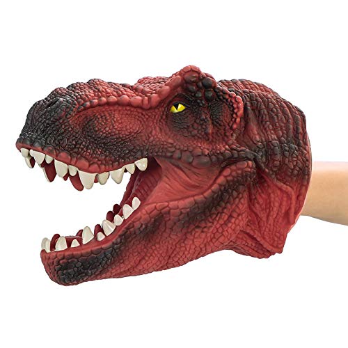 COGO MAN Dinosaur Hand Puppet, Red T Rex Toys Dinosaur Puppet Rubber | Realistic Tyrannosaurus Rex Head | Lifelike Hand Puppet Toys | Halloween Decorations Toys Gifts for Kids and Adults