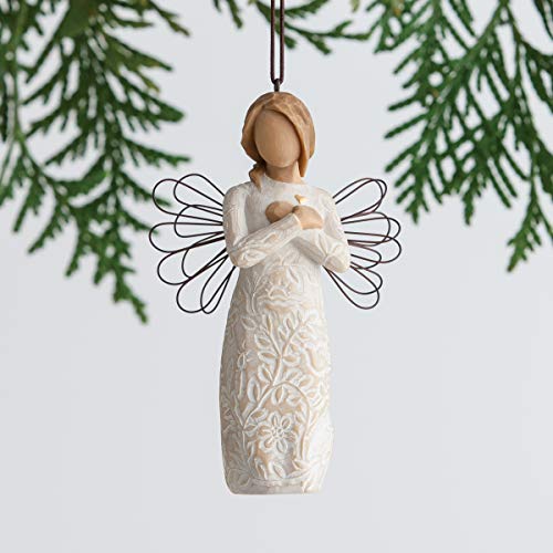 Willow Tree Remembrance Angel (Lighter Skin) Ornament, Memories… Hold Each one Safely in Your Heart, A Gift to Express Sympathy, Comfort, Remembrance and Healing, Sculpted Hand-Painted Figure