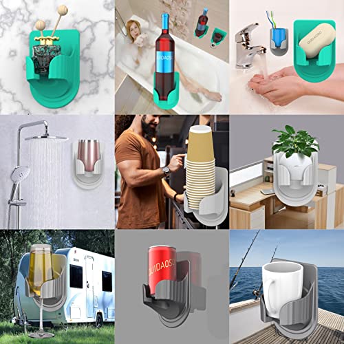 QUIDAOSO Silicon Cup Holder for Shower, Wine Glass Holder, Beer/Drink Holder for Bathtub, Multi-Functional &Wall-Mounted, Gift (Grey)