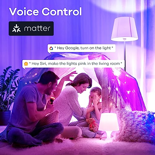 Linkind Matter Smart RGBTW Bulb, Smart Light Bulbs Work with Apple Home, Siri, Google Home, Alexa, SmartThings, Color Changing Light Bulbs Music Sync, Mood Lights, 2.4Ghz WiFi A19 E26 60W 800LM 3 Pack