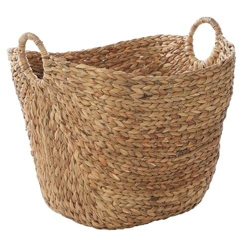 Deco 79 Seagrass Storage Large Woven Basket Organizer with Ring Handles, 20" x 18" x 19", Brown