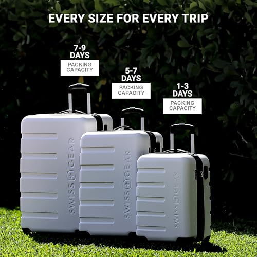 SwissGear 7366 Hardside Expandable Luggage with Spinner Wheels, White, Carry-On 19-Inch