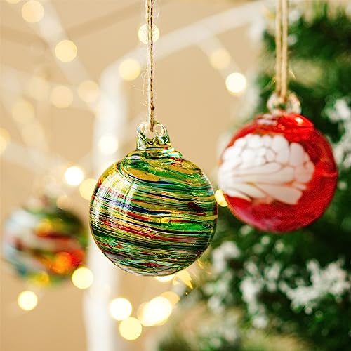 6pcs Hand-Blown Glass Ornaments Balls Glass Christmas Ball Ornaments Hanging Friendship Balls Glass Witches Balls Gazing Balls for Home Window Outdoor Garden Patio Décor