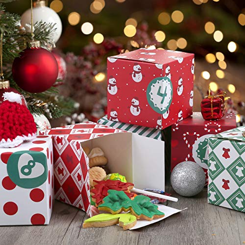 KESOTO DIY Christmas Advent Calendar 2024, 24 Cardboard Treasure Boxes with 1-24 Number Stickers Christmas Countdown Calendar for Xmas Holiday Decor