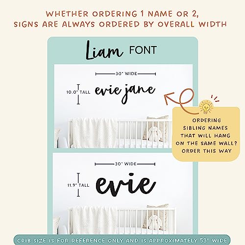 Custom Wood Name Sign for Nursery or Kids Room, Instant Font Preview, Multiple Styles Available Unpainted, Painted or Stained, Personalized Baby Gift (Painted or Stained Name Sign)