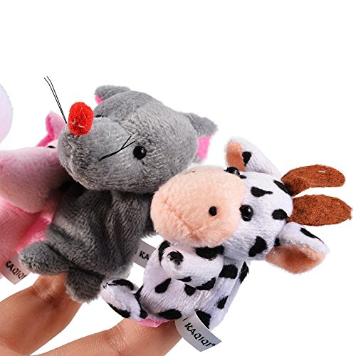 Acekid 10pcs Soft Plush Animal Finger Puppets Set Baby Story Time Velvet Animal Style for Toddlers