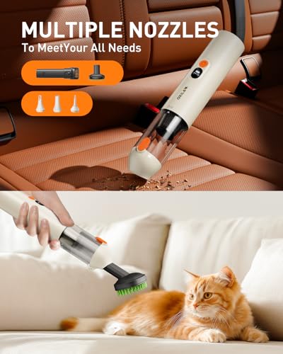 OXILAM Handheld Vacuum Cordless, 4 in 1 Car Vacuum Portable Cordless with 14000Pa Strong Suction, Multi-Nozzles Cordless Vacuum Cleaner Hand Held Small Vacuum Cleaners for Home, Pet, Car, Office