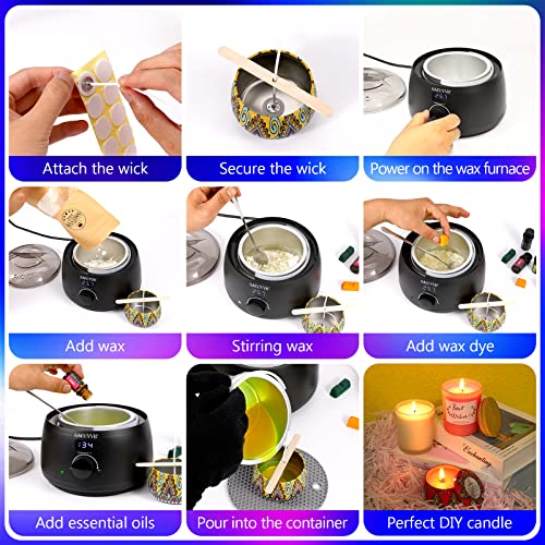 SAEUYVB Candle Making Kit with Hot Plate Full Set - for Adult - DIY Starter Soy Candle Making Supplies - Perfect as Home Decorations