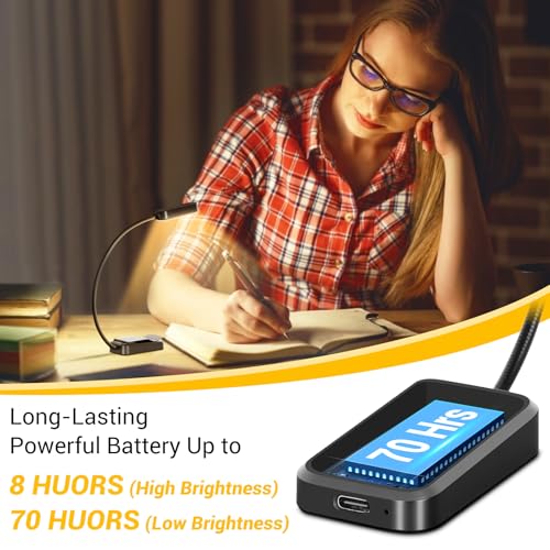 Book Light 2 Pack, Rechargeable Reading Lights for Books in Bed-Eye Caring 3 Colors, Stepless Dimming, 360° Flexible Studying Small Desk Lamp, Lightweight Clip-on LED Night Light for Book Lovers, Kids