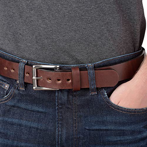 Bullhide Belts Mens Leather Belt for Casual, Dress, 1.50" Wide, Brown, 38"