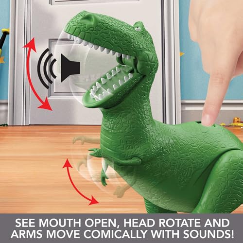 Mattel Disney Pixar Toy Story Toys, Moving & Talking Rex Dinosaur Figure, Roarin’ Laughs, 10.8 Inches Tall with 40 Phrases and Mouth & Arm Motion, Kids Gift