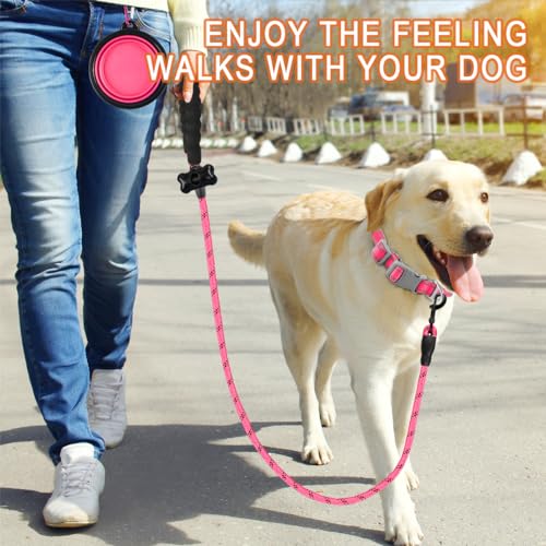 BARKBAY Dog Leashes for Large Dogs Heavy Duty Dog Leash 4/5/6 FT with Comfortable Padded Handle and Highly Reflective Threads for Medium Large Dogs Walking Training Running (5FT-1/2'',Pink)