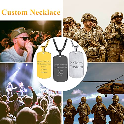 Mens Custom Dog Tag Pendant with Chain Personalized Engraving Necklaces Gifts for Men Dad Son Lover Husband friend Him Christmas