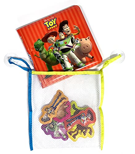 Disney / Pixar Toy Story Bath Time Books - Activity Books for kids, Bath book, 6 Padded suction cups, 1 Mesh bag