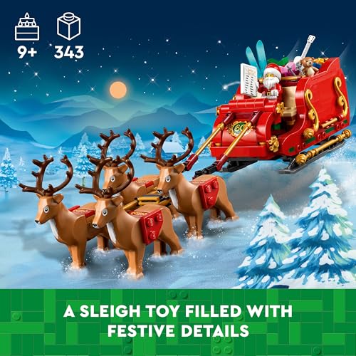 LEGO Santa’s Sleigh Christmas Toy Building Set for Kids Ages 9-13, Comes with a Santa Figurine & Reindeer, Gift for Boys and Girls, Holiday Home Decor, 40499