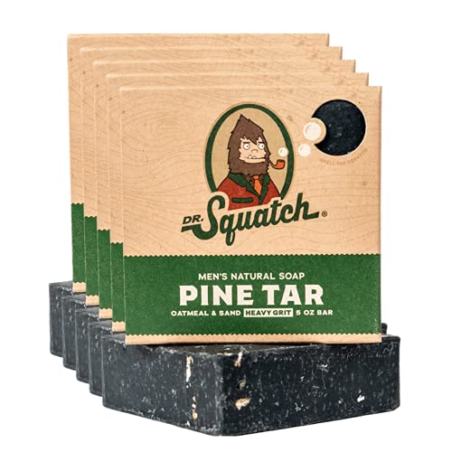 Dr. Squatch All Natural Bar Soap for Men with Heavy Grit, 5 Pack, Pine Tar