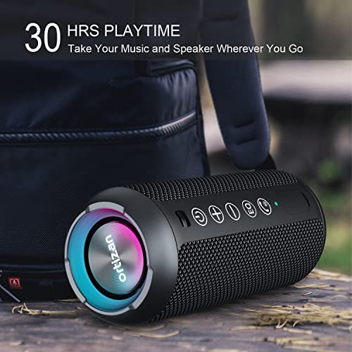 Ortizan Portable Bluetooth Speaker,IPX7 Waterproof Wireless Speakers with 24W Loud Stereo Sound,Deep Bass,Bluetooth 5.3,RGB Lights,Dual Pairing,30H Playtime for Home/Outdoor/Party/Beach,Gift Ideas