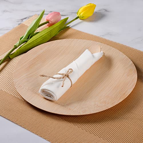 Pre Rolled Napkin and Bamboo Cutlery Set - 50Pack Bamboo Utensils/Compostable Cutlery(50 Forks, 50 Knives, 50 Spoons, 50 Napkins), Biodegradable Wrapped Cutlery for Party, Banquet, Wedding