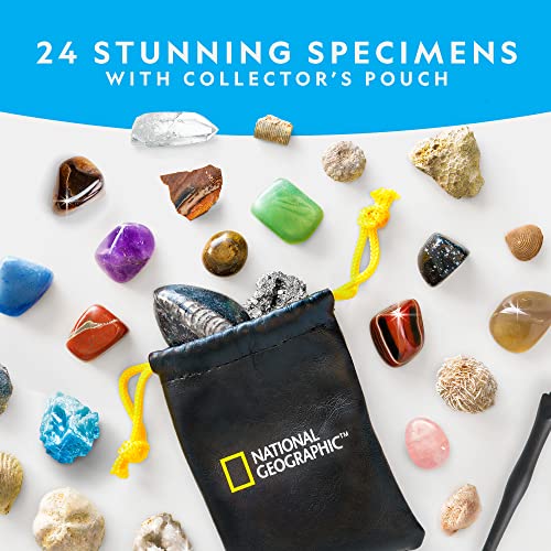 NATIONAL GEOGRAPHIC Rock Collection Advent Calendar 2024 - Advent Calendar for Kids with 24 Gemstones, Minerals & Fossils for Kids, Complete Gem & Fossil Collection Christmas Countdown Calendar