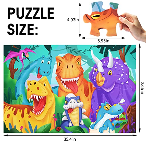 Jumbo Floor Puzzle for Kids Dinosaur Jigsaw Large Puzzles 48 Piece Ages 3-6 for Toddler Children Learning Preschool Educational Intellectual Development Toys 4-8 Years Old Easter Gift for Boy and Girl