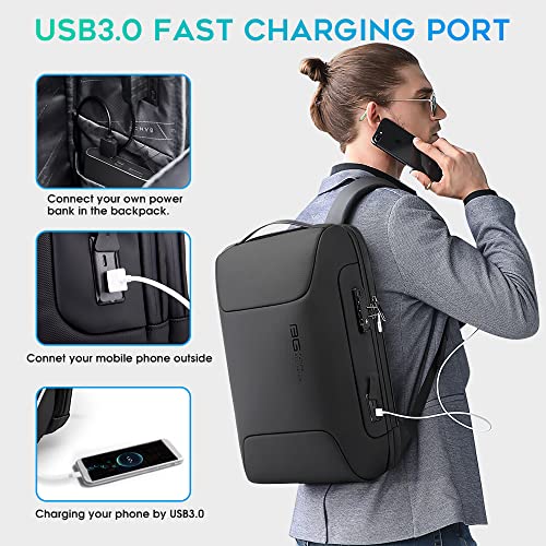 BANGE Anti Theft Business Backpack Fits 15.6 Inch Laptop,Smart Work Backpack with USB Charging Port for Office Work Airplane Business Travel