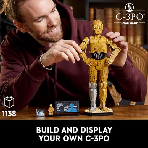 LEGO Star Wars C-3PO Buildable Droid Figure, Build and Display Model with C-3PO Minifigure, Star Wars Collectible for Home or Office Décor, Nostalgic Gift Idea for Adults, Fans or Collectors, 75398