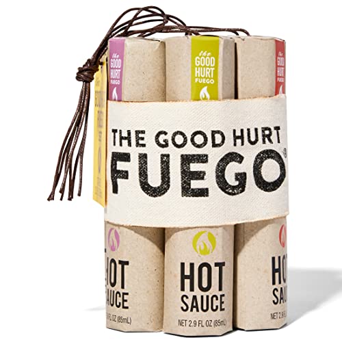 The Good Hurt Fuego: A Hot Sauce Gift Set for Hot Sauce Lover’s, Sampler Pack of 7 Different Hot Sauces Inspired by Exotic Flavors and Peppers from Around the World