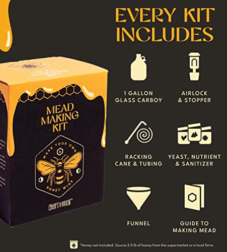 Craft A Brew - Mead Making Kit – Reusable Make Your Own Mead Kit – Yields 1 Gallon of Mead