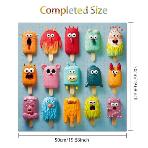 500 Pieces Jigsaw Puzzles for Adults and Teens and Kids Family Happy Gift Colorful Popsicles (Monster Popsicles)