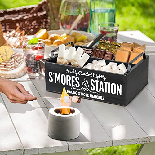 COZYYROME S'Mores Station, Farmhouse S'mores Bar Holder, Smores Caddy, Smores Accessories Organizer, Smores Supplies Container, Smores Maker Box for Smores Kit