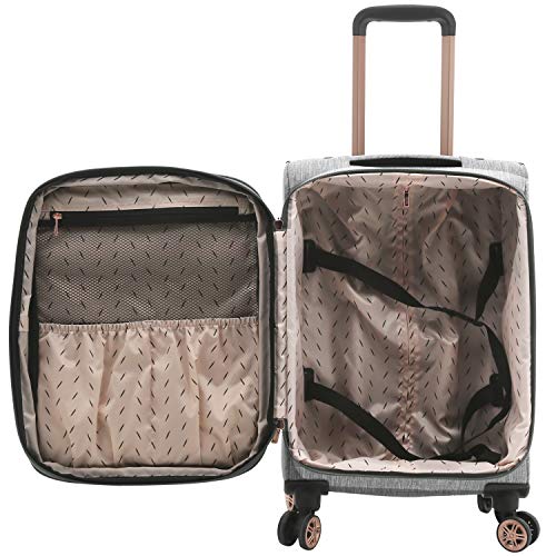 kensie Hudson Softside Spinner Luggage, Heather Gray, 3-Piece Set (16/20/28)