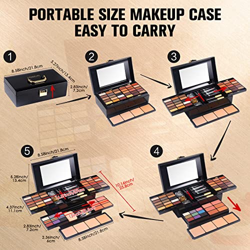 Professional Makeup Kit for Women Full Kit with Mirror 58 Colors All in One Make up Gift Set for Girls Included Eyeshadow,Compact Powder,Blusher,Lipstick,Eyebrow Pencil,Gitter Gel,Eyeliner,Mascara (N)