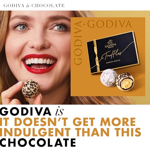 Godiva Chocolatier Patisserie Dessert Chocolate Truffle Gift Box for Birthday, Graduation, Thank You, Father's Day Gift Basket, Gourmet Candy with Creamy Filling in Milk, White, Dark Chocolate, 6pc