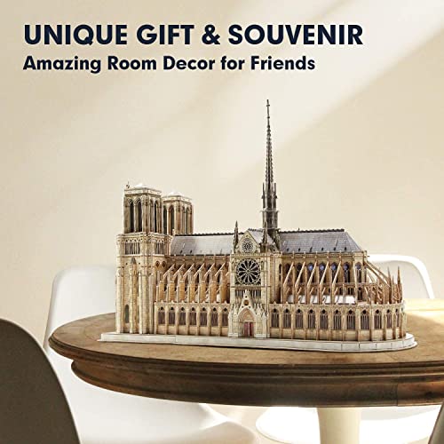 CubicFun 3D Puzzle for Adults Moveable Notre Dame de Paris Church Model Kits Large Challenge French Cathedral Brain Teaser Architecture Building, 293 Pieces Christmas Decorations