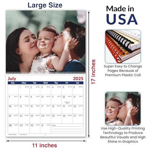 Custom Photo Wall Calendar 2025 for Home & Office - Print Your 13 Memories & Make Your Own Personalized Calendar 2025 - Customized Christmas Gift