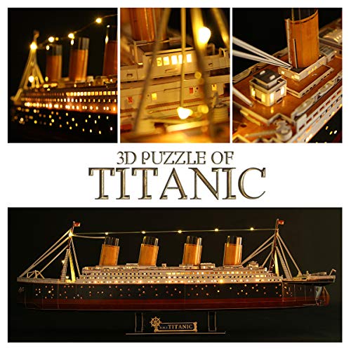 CubicFun 3D Puzzles for Adults - LED Titanic 35'' Large Ship - New Home Desk Decor - House Warming, Wedding, Anniversary, Valentines Day Teacher Gifts for Him Her