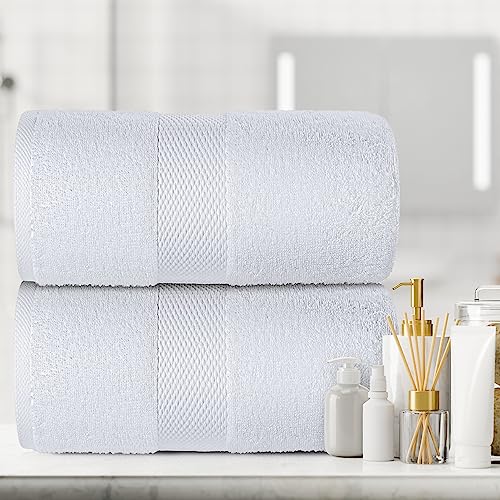 Luxury Bath Sheets Towels for Adults Extra Large | Highly Absorbent Hotel Collection | 35x70 Inch | 2 Pack (White)